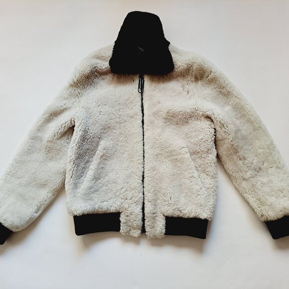 Off-White Shearling Bomber Jacket Size M - Picture 7 of 16
